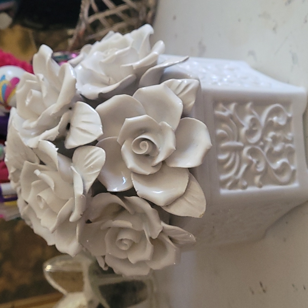 Porcelain rose statue